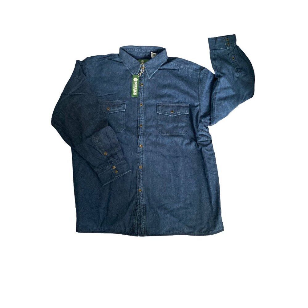 VINTAGE SCHNEE'S MEN'S CASUAL FLEECE LINED INDIGO DENIM SHIRT SZ 2XL NWT